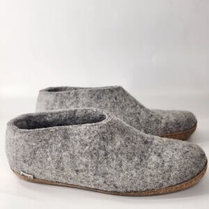 Glerups 100% Natural Wool The Honey Slippers Rubber Shoes 46 Grey Unisex Comfort